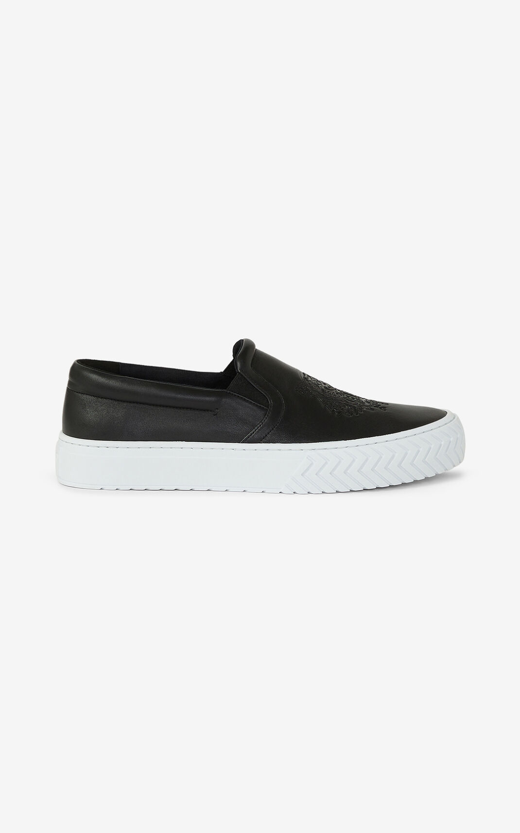 Kenzo Deri K Skate Tiger without laces Spor Ayakkabı Erkek Siyah | 2940-EUTLC
